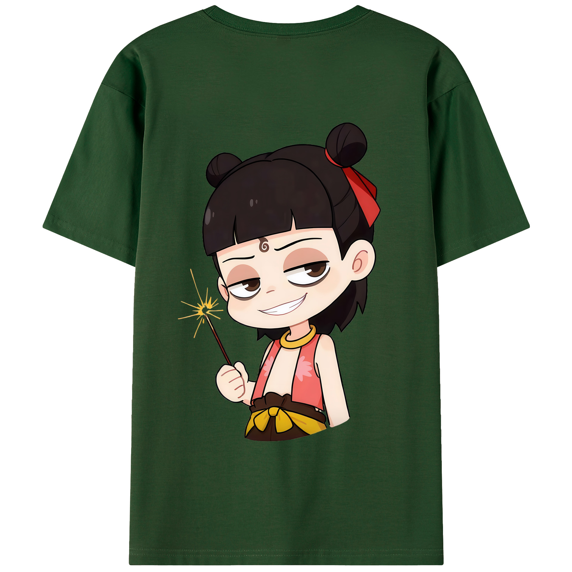 （画像用） Ne Zha 2 ナタ 魔童の大暴れ 綿100％半袖Tシャツ（背面プリント）